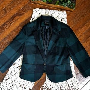 Jessica Simpson | Green & Black Plaid Blazer